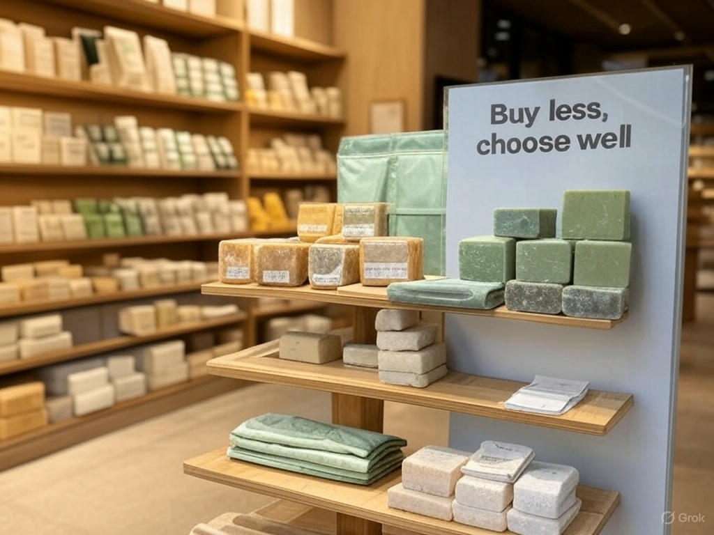 Minimalistischer Laden mit sorgfältig ausgewählten Produkten für bewussten Konsum