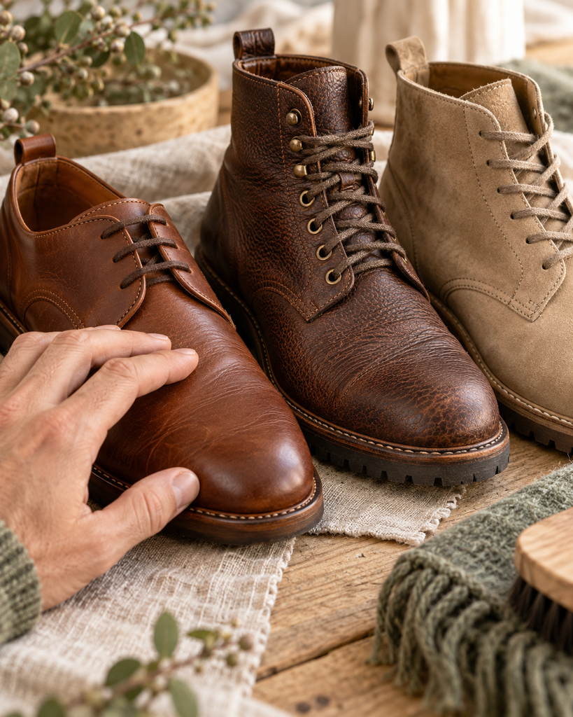 Gepflegte Lederschuhe bereit für Regen und Winterwetter